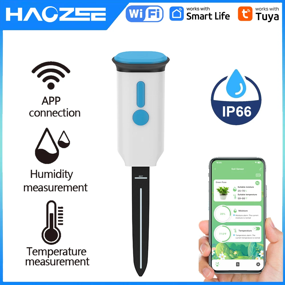 Smart Garden Moisture Sensor - Haozee Tuya Smart WiFi Bodenfeuchtigkeitssensor IP66