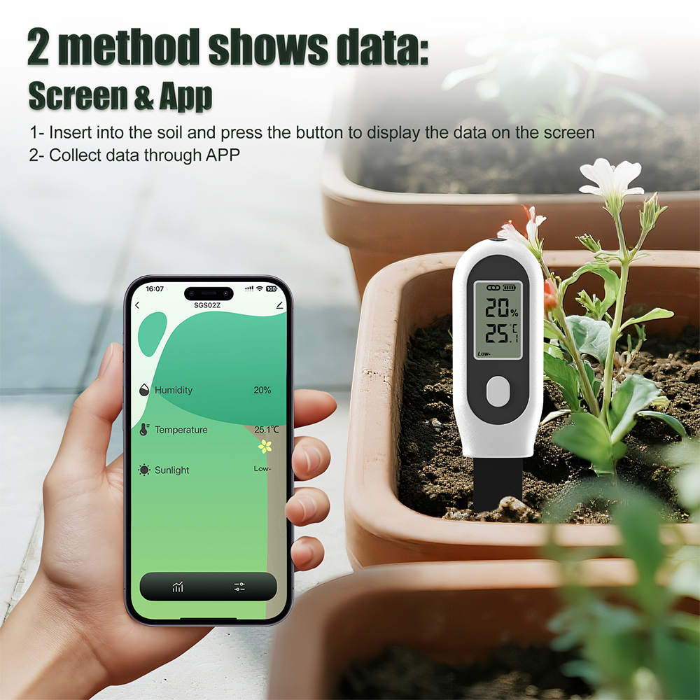 Smart Garden Moisture Sensor - 3-in-1 Bodentester Zigbee Smart Bodensensor Bodentemperatur-Feuchtigkeits-Sonnenlicht-Messgerät