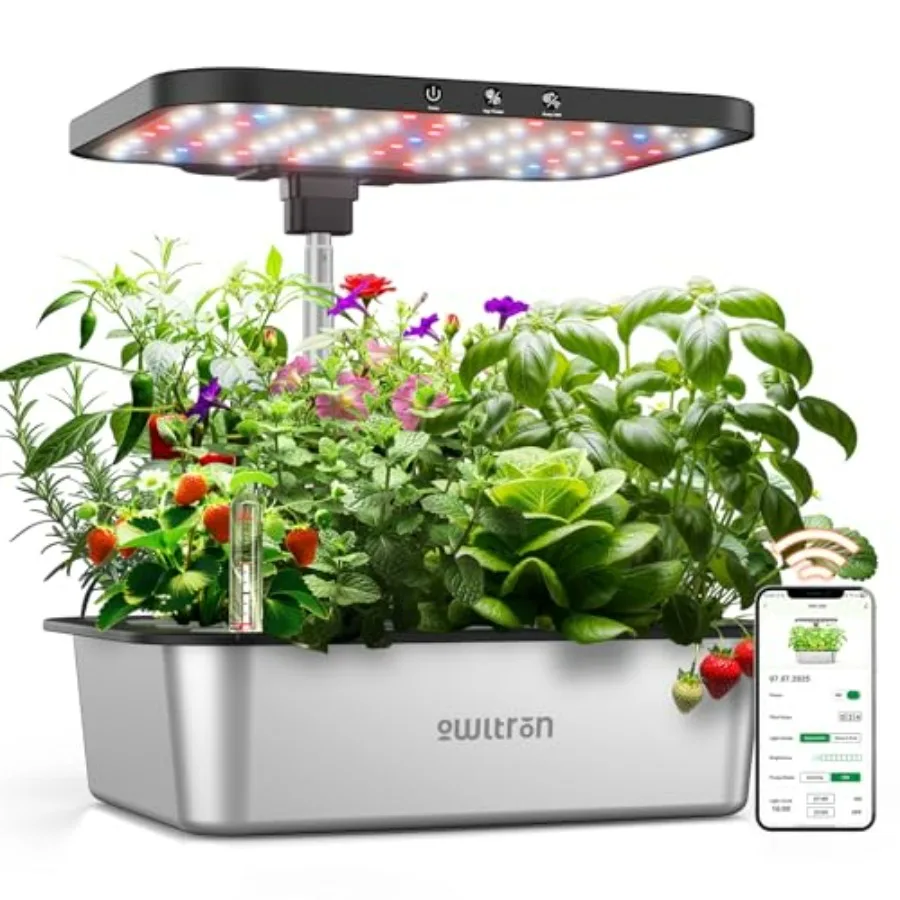 Smart Garden Construct - Indoor-Kräutergarten-Set mit 15 Pflanzbehältern, Edelstahlkonstruktion, weißer