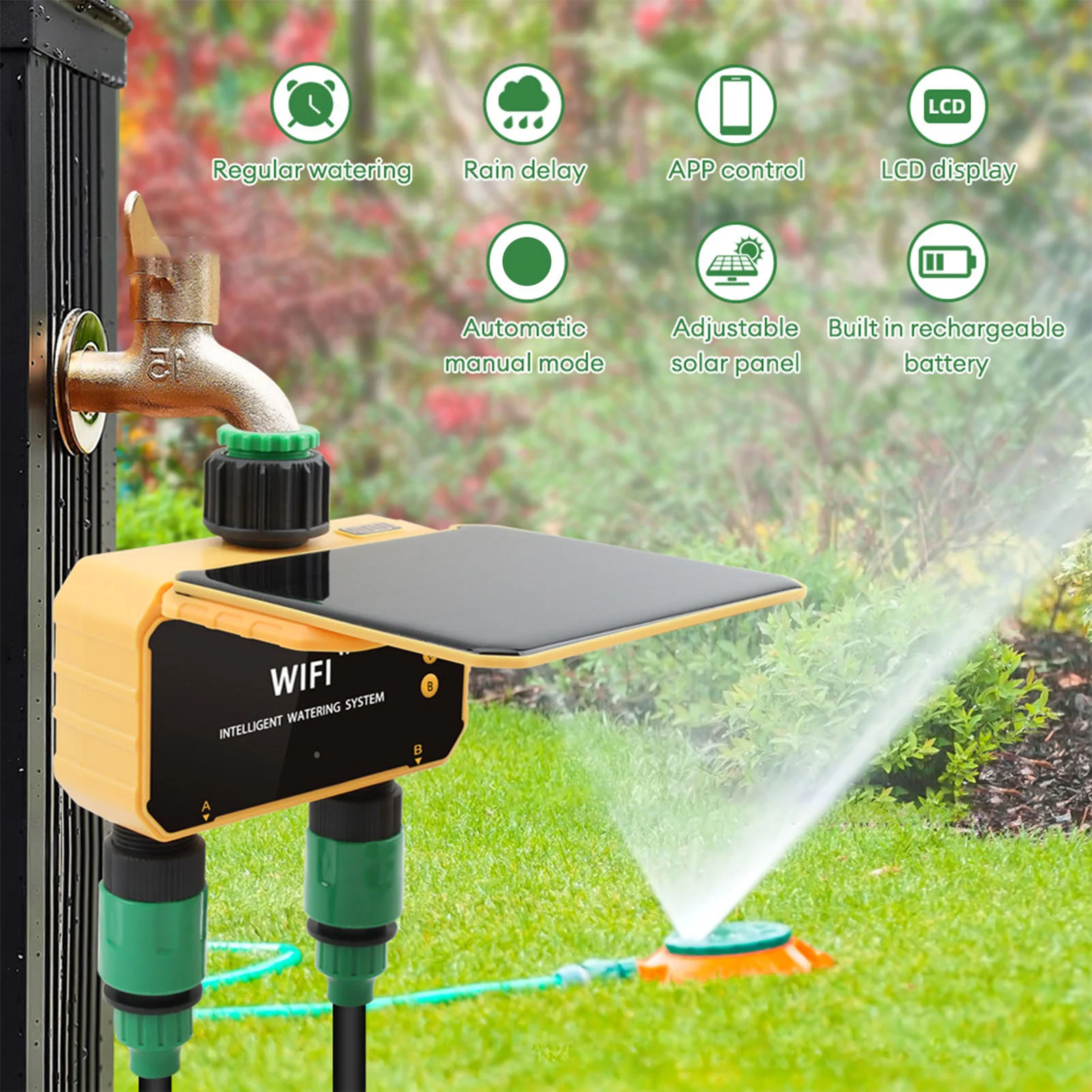 Smart Garden Is - Solarbetriebener WLAN-Smart-Bewässerungstimer mit Regensensorfunktion, App-Steuerung, 2